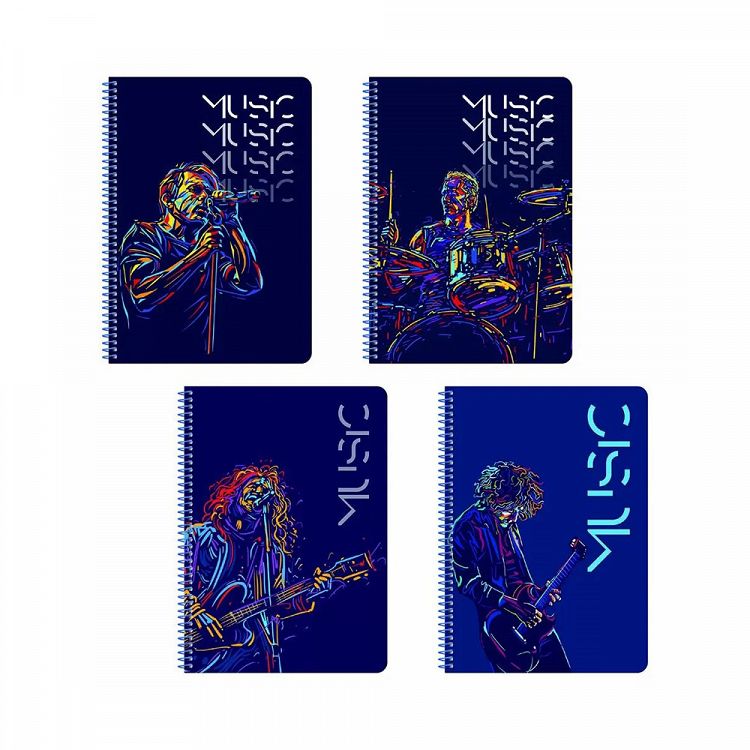 MUSIC Wirelock Notebook B5/17Χ25 4 Subjects 120 Sheets, 4 covers