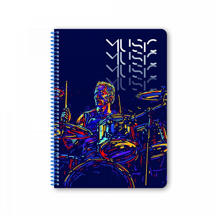 MUSIC Wirelock Notebook B5/17Χ25 2 Subjects 60 Sheets, 4 covers