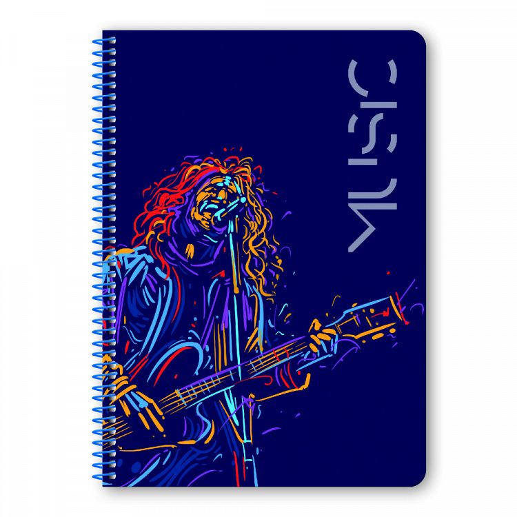 MUSIC Wirelock Notebook A4/21Χ29 2 Subjects 60 Sheets, 4 covers