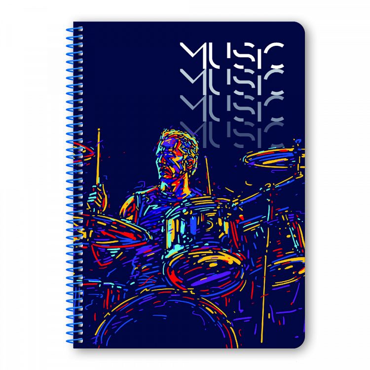 MUSIC Wirelock Notebook A4/21Χ29 2 Subjects 60 Sheets, 4 covers