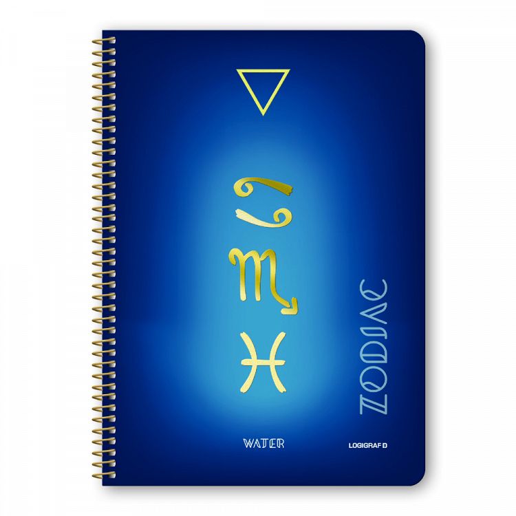 ZODIAC Wirelock Notebook B5/17Χ25 3 Subjects 90 Sheets, 4 covers