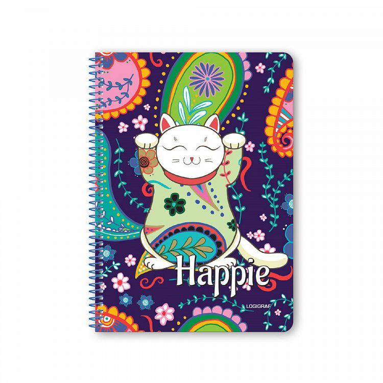 HAPPIE Wirelock Notebook B5/17Χ25 1 Subject 40 Sheets 15pcs