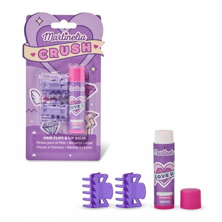 Super Set with 2x Hair Clips & 1x Lip Balm 4gr CRUSH, in 3 flavours-colors