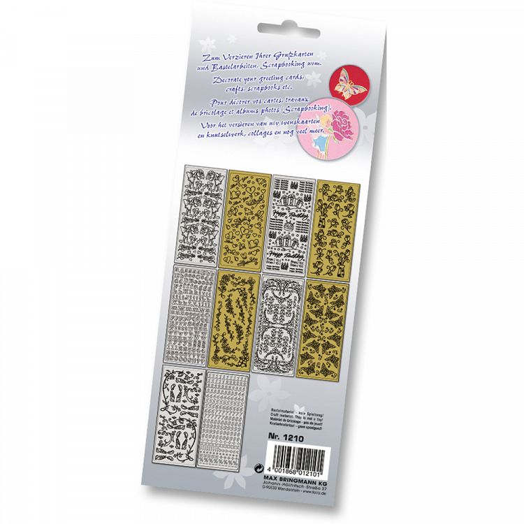 Set Gold-Silver Contour Stickers 10sheets 10X24cm ALL YEAR ROUND