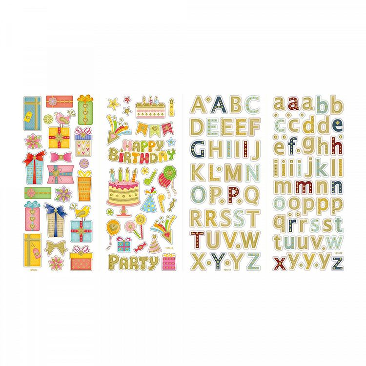 Set Foil Embossed Stickers CHRISTMAS 4 Sheets 10Χ23cm