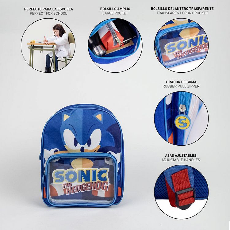 Childrens Backpack 30cm with Pocket SONIC THE HEDGEHOG