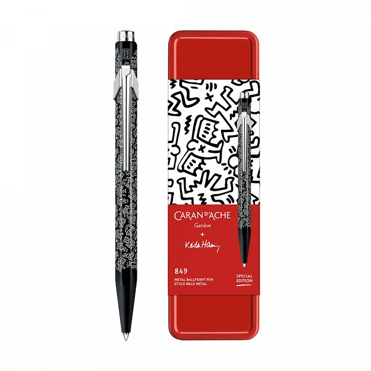 Black Metallic Ball pen in Metal box CDA KEITH HARING Black ink 1.00mm