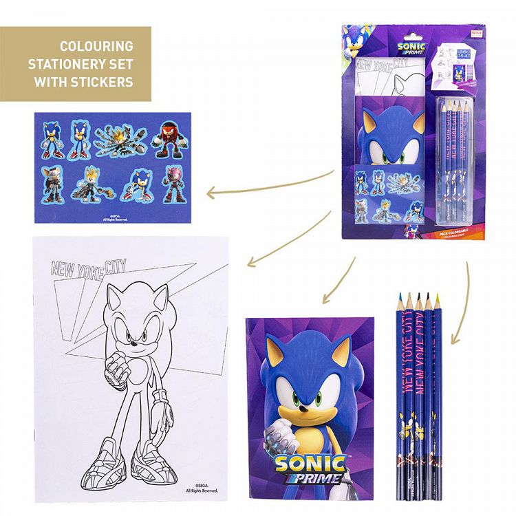 Colouring Stationery Set of 8pcs SONIC Prime