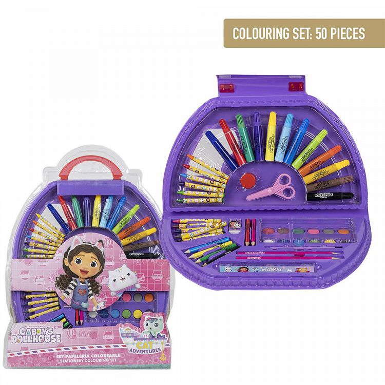 Colouring Set Briefcase 50pcs GABBY´S DOLLHOUSE