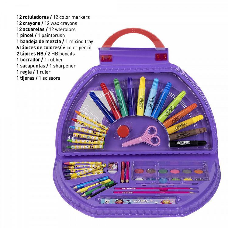 Colouring Set Briefcase 50pcs GABBY´S DOLLHOUSE