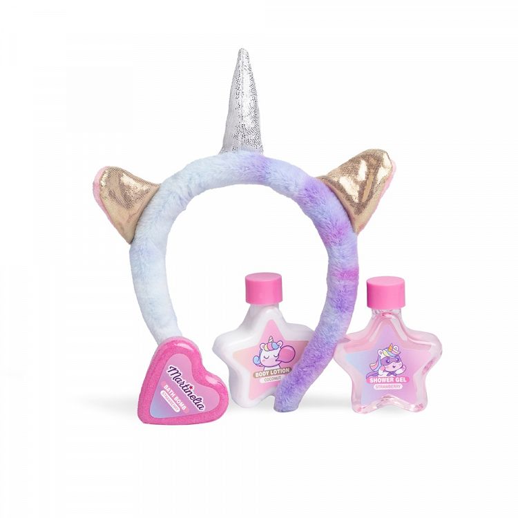 LITTLE UNICORN Bath Set with Bath Bombs, Shower Gel 50ml & Body Lotion 50ml