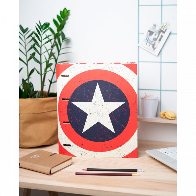 Premium 4 ring File Folder MARVEL Captain America Shield