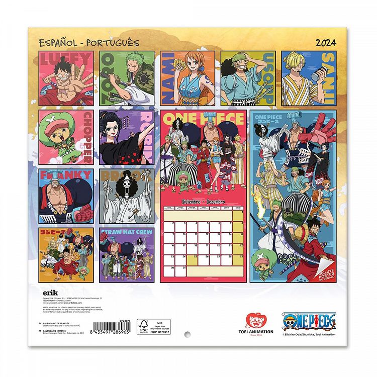 Wall Calendar 2024 30X30cm ONE PIECE (Spanish) Logigraf