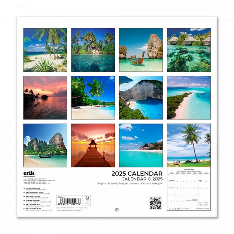 Wall Calendar 2025 30X30cm TROPICAL PARADISE