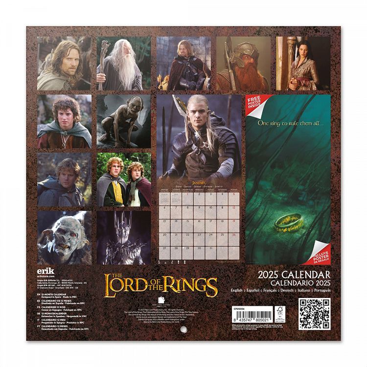 Wall Calendar 2025 30X30cm THE LORD OF THE RINGS