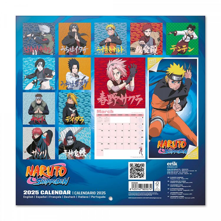 Wall Calendar 2025 30X30cm NARUTO