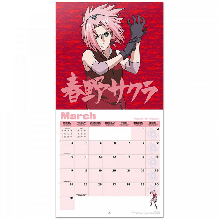 Wall Calendar 2025 30X30cm NARUTO