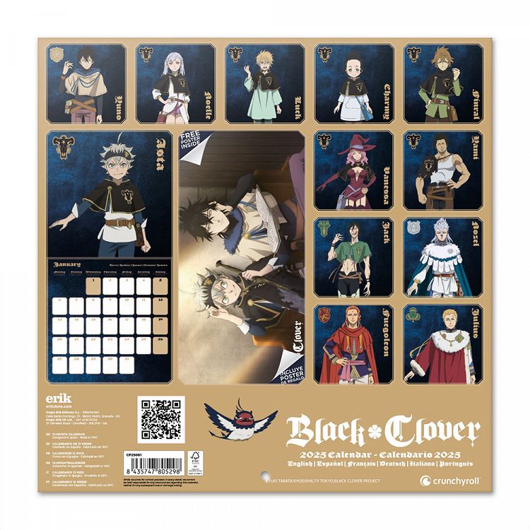 Wall Calendar 2025 30X30cm BLACK CLOVER