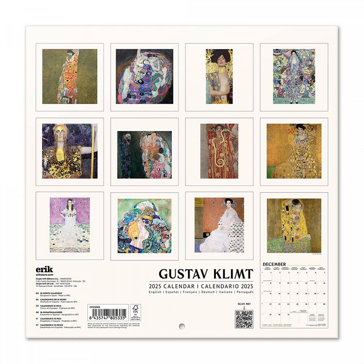 Wall Calendar 2025 30X30cm GUSTAV KLIMT