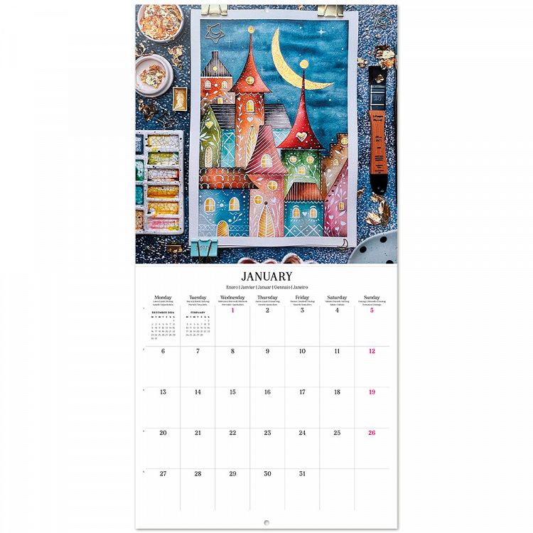 Wall Calendar 2025 30X30cm WATERCOLOR