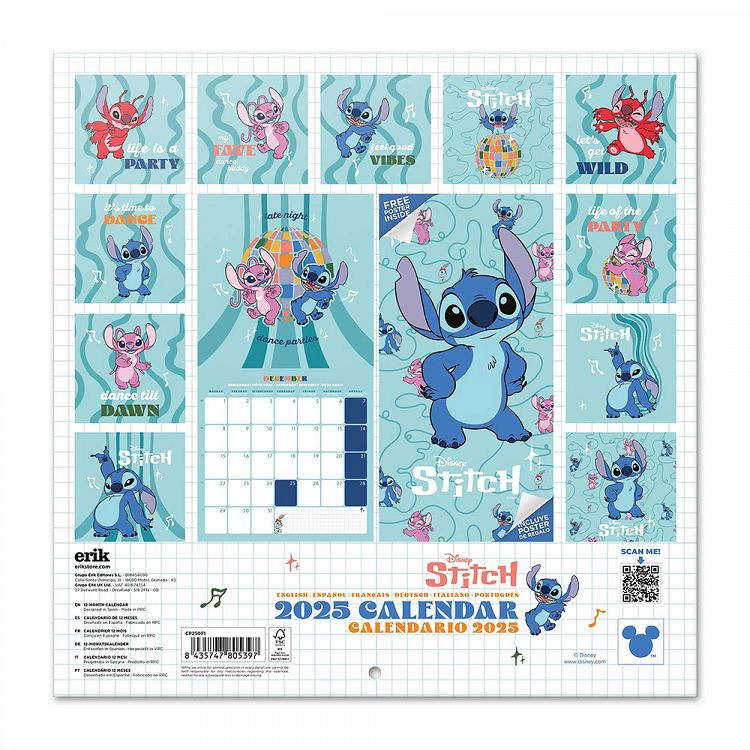 Wall Calendar 2025 30X30cm DISNEY Lilo & Stitch