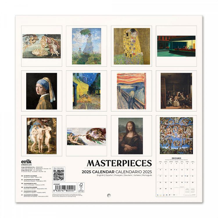 Wall Calendar 2025 30X30cm MASTERPIECES