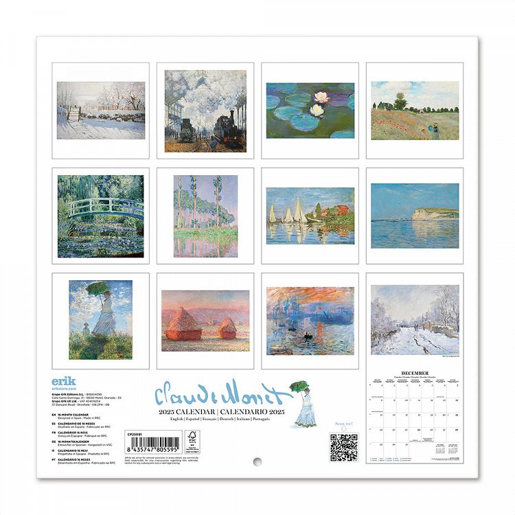 Wall Calendar 2025 30X30cm MONET