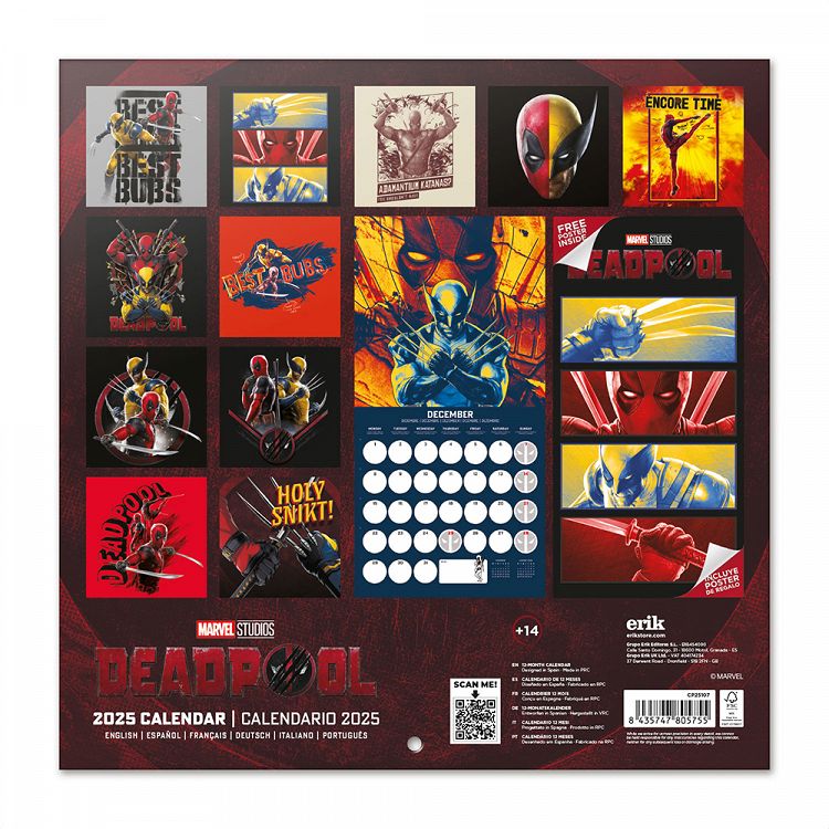 Wall Calendar 2025 30X30cm MARVEL DEADPOOL