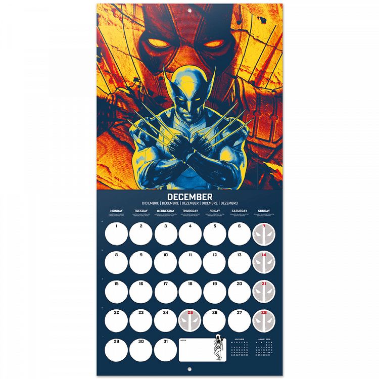 Wall Calendar 2025 30X30cm MARVEL DEADPOOL