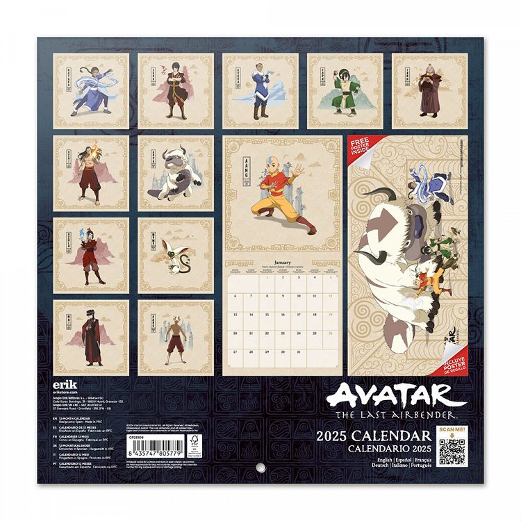 Wall Calendar 2025 30X30cm AVATAR THE LAST AIRBENDER