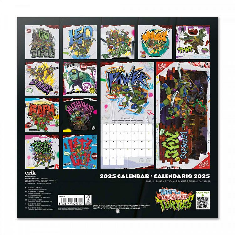 Wall Calendar 2025 30X30cm NINJA TURTLES (Anime Collection)