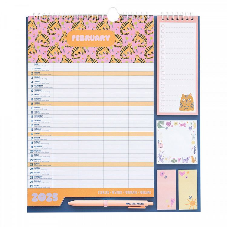 Wall Calendar/Planner 2024/2025 30X34cm HOME IS WHERE MY CAT IS