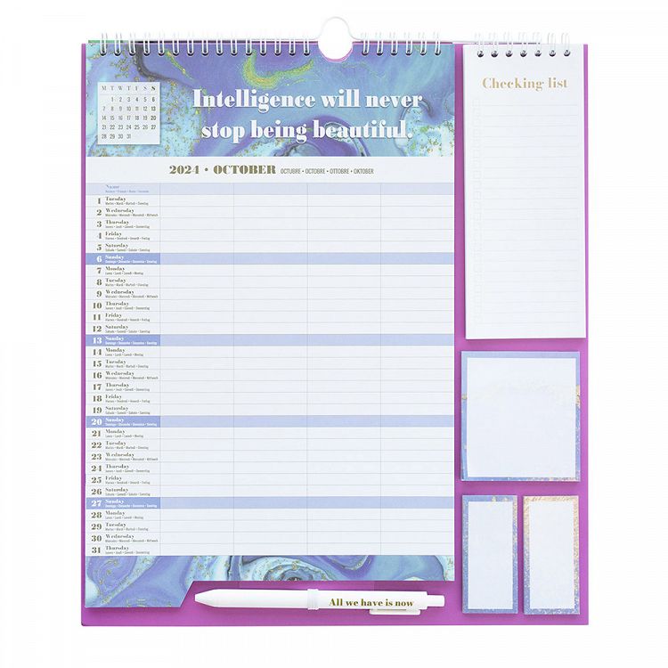 Wall Calendar/Planner 2024/2025 30X34cm GLITTER