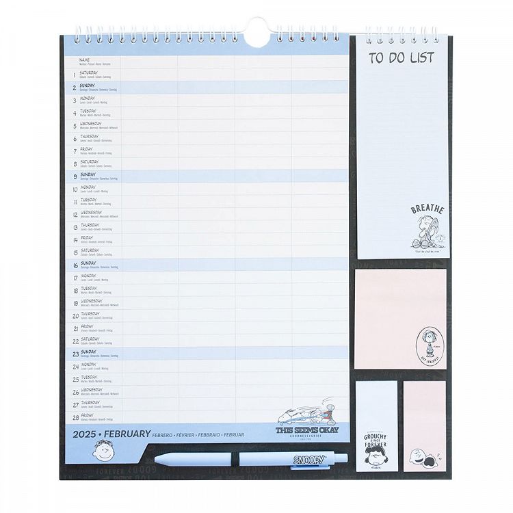 Wall Calendar/Planner 2024/2025 30X34cm SNOOPY