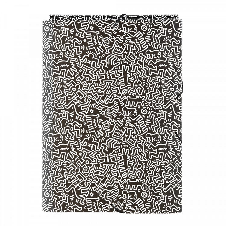 Κουτί σκληρό, 3cm ράχη, με Λάστιχο A4 KEITH HARING