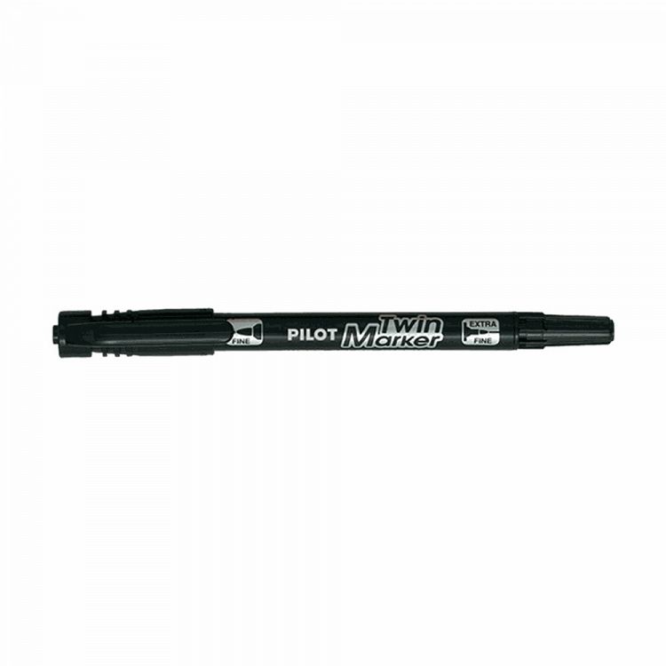 Permanent Marker PILOT Twin Marker Fine Black, Pack of 10pcs