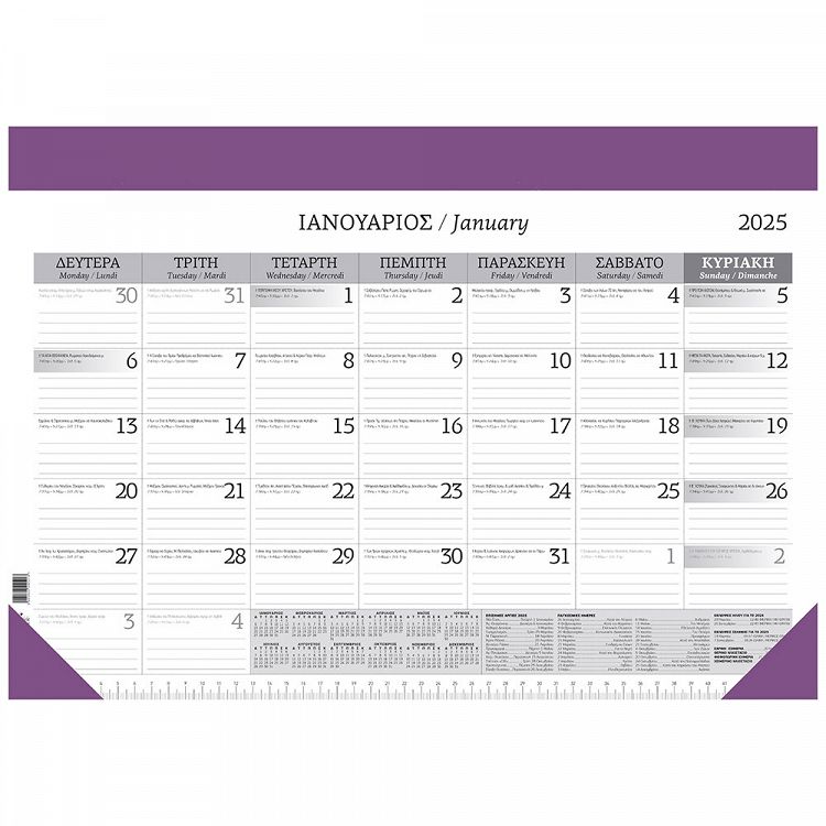 Monthly Planner 2025 49Χ34 12 sheets Purple