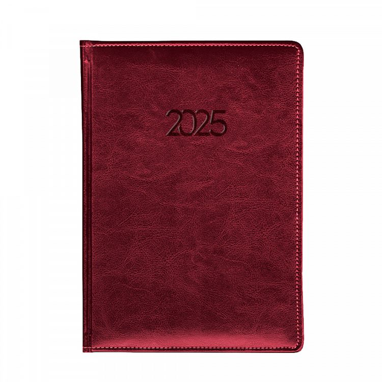 Daily Calendar Binded Indexed PU 2025 15Χ21 Burgundy