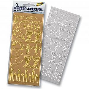 Set Gold-Silver Contour Stickers 10sheets 10X24cm COMMUNION/CONFIRMATION