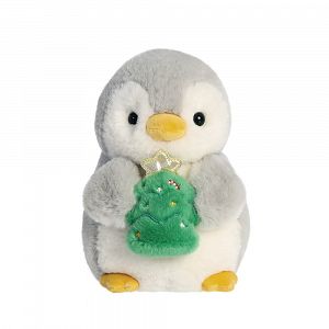 POM POM Plush Toy Penguin with Xmas Tree 20cm/8in