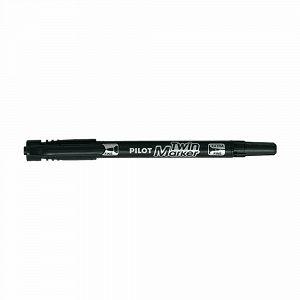 Permanent Marker PILOT Twin Marker Fine Black, Pack of 10pcs