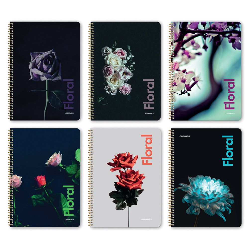 FLORAL Wirelock Notebook A4/21Χ29 2 Subjects 60 Sheets, 6 covers