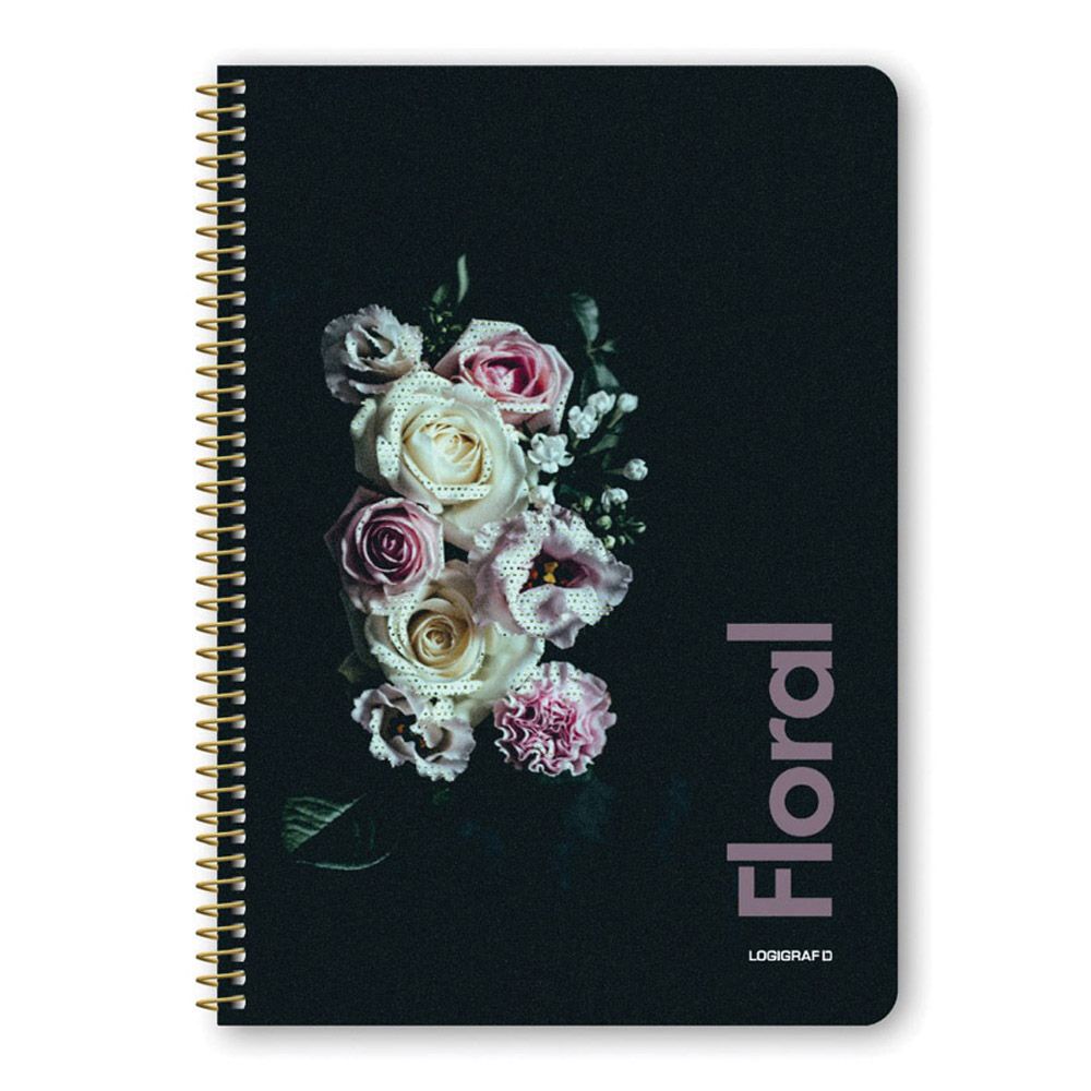 FLORAL Wirelock Notebook A4/21Χ29 2 Subjects 60 Sheets, 6 covers