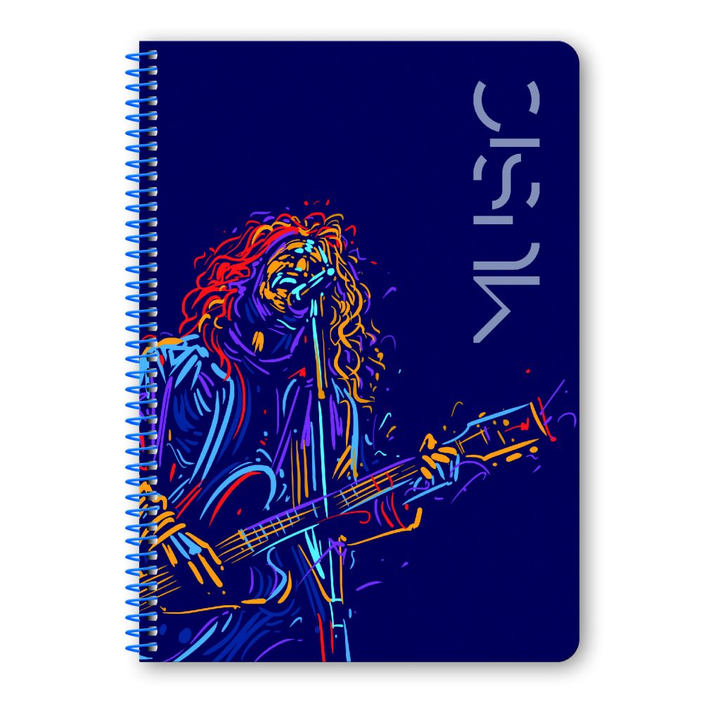 MUSIC Wirelock Notebook A4/21Χ29 2 Subjects 60 Sheets, 4 covers