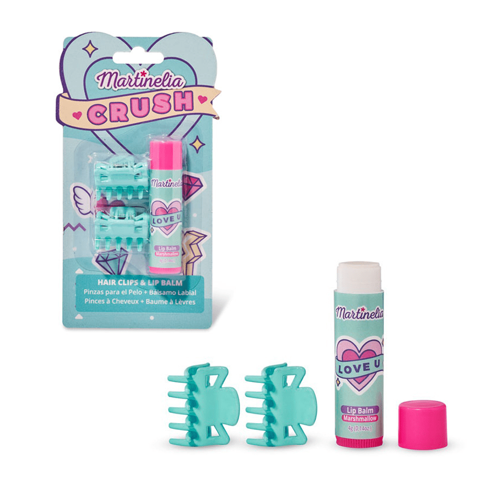 Super Set with 2x Hair Clips & 1x Lip Balm 4gr CRUSH, in 3 flavours-colors