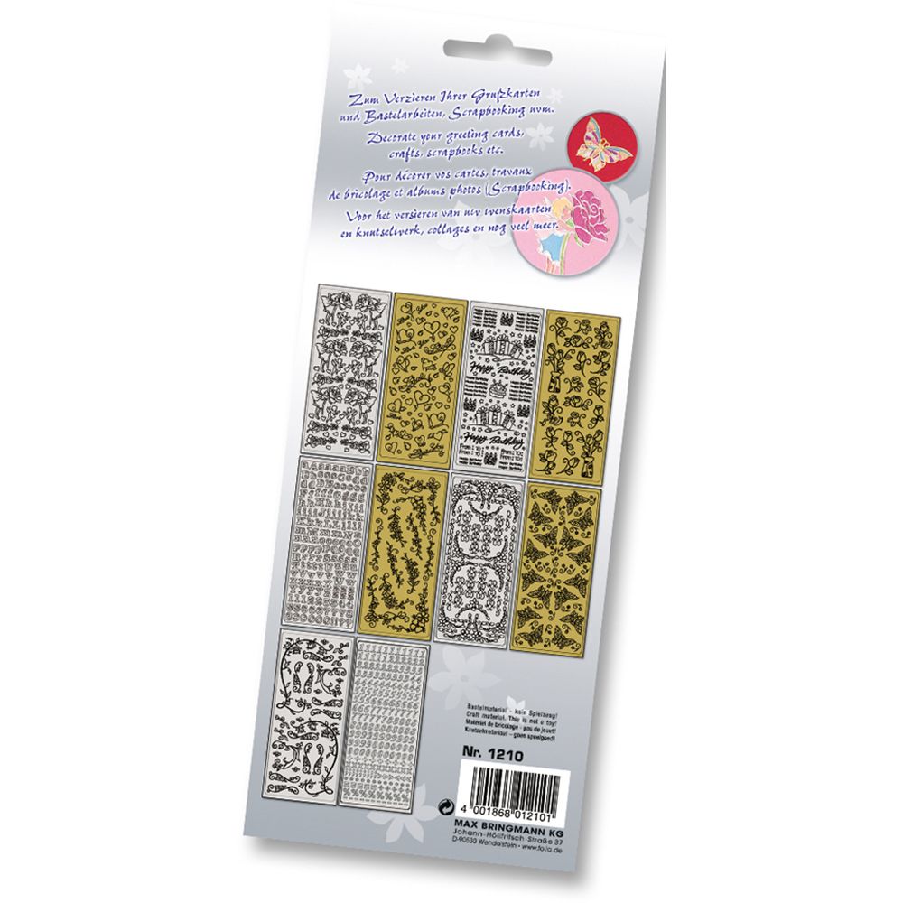 Set Gold-Silver Contour Stickers 10sheets 10X24cm ALL YEAR ROUND