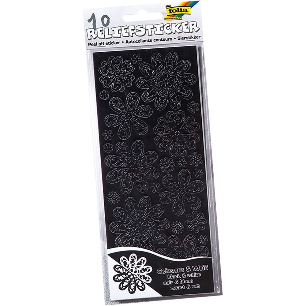 Set Black-White Contour Stickers 10sheets 10X24cm ALL YEAR ROUND