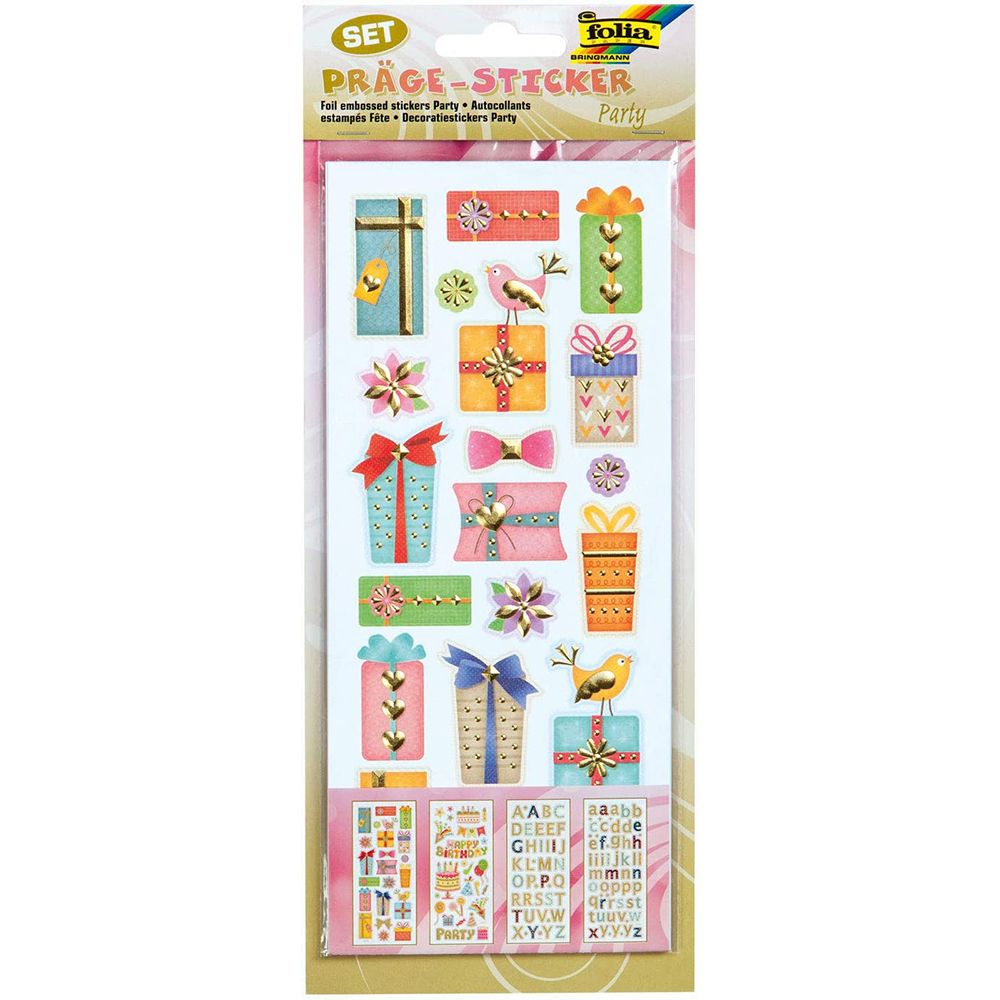 Set Foil Embossed Stickers CHRISTMAS 4 Sheets 10Χ23cm