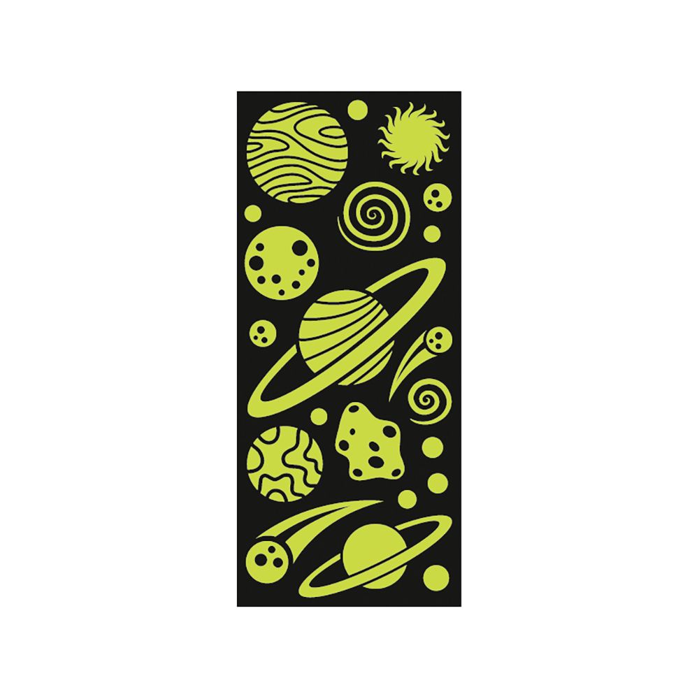 Set Stickers Glow in the dark, 2 sheets 10X23cm, SPACENIGHT