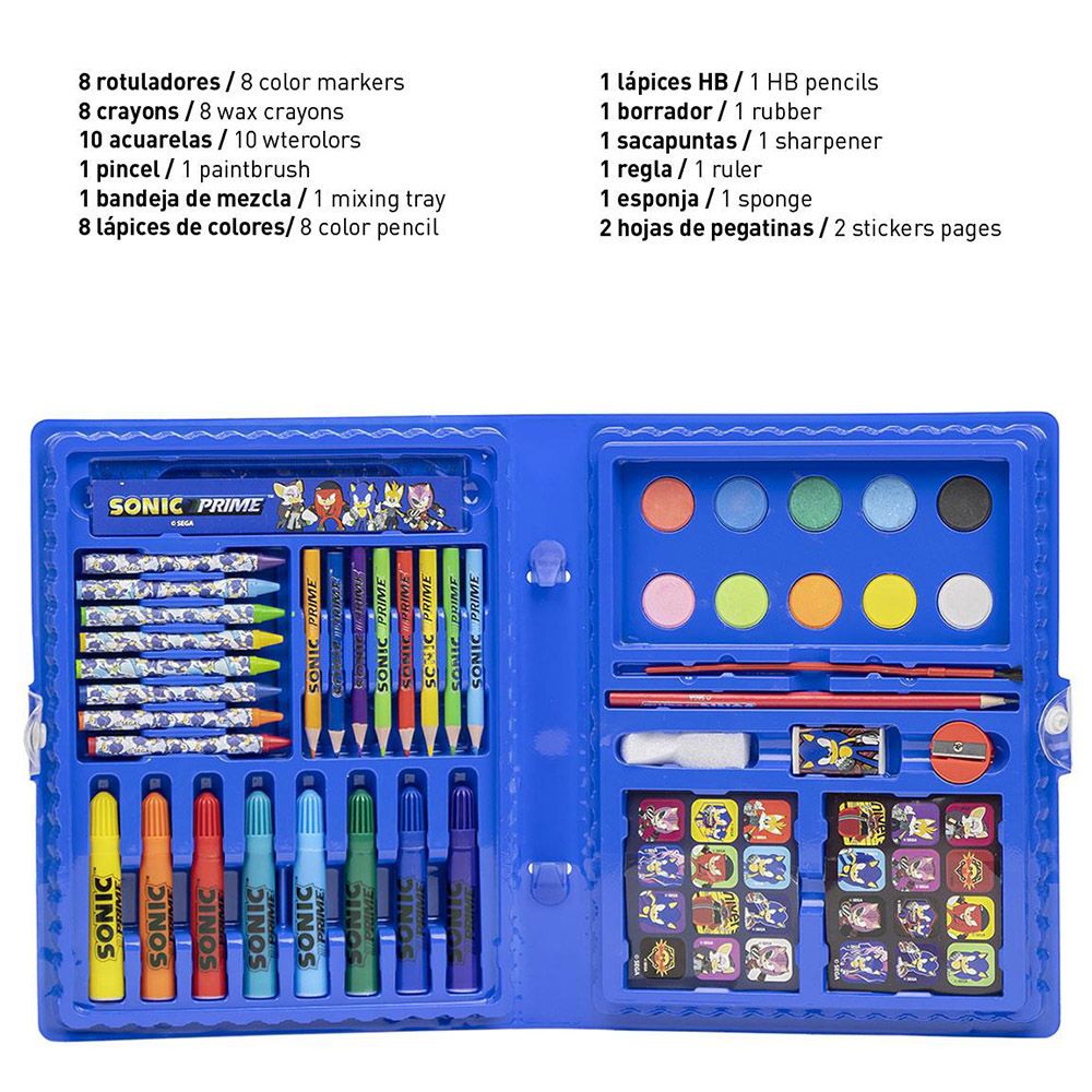 Colouring Stationery Set Briefcase 43pcs SONIC PRIME